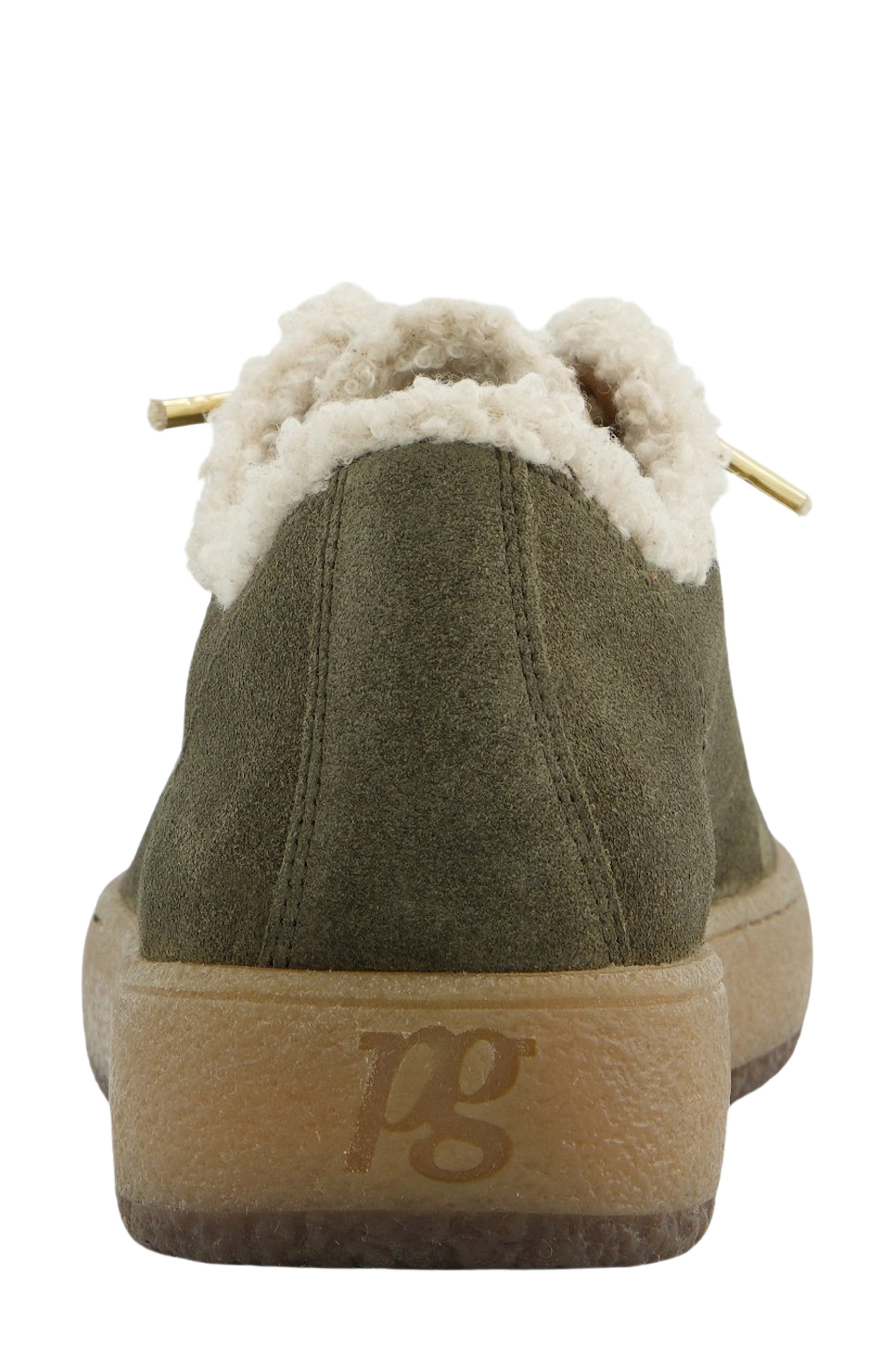 Fletcher Leather & Faux Shearling Sneaker, Alternate, color, OLIVE BISCUIT COMBO