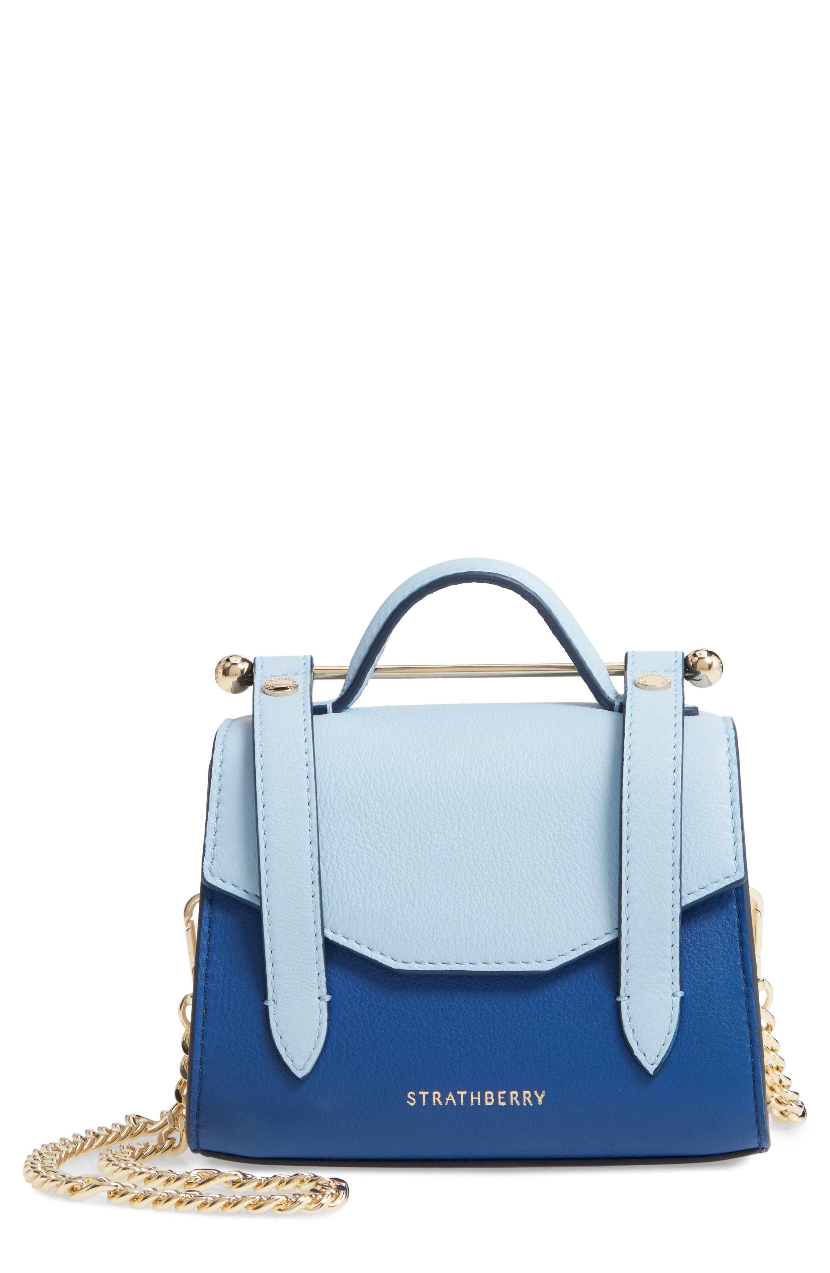 Strathberry Micro Allegro Colorblock Calfskin Leather Tote, Main, color, 