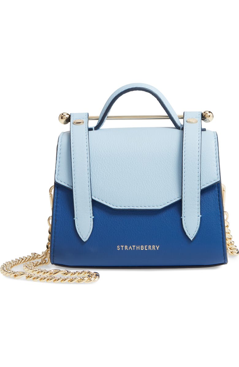 Strathberry Micro Allegro Colorblock Calfskin Leather Tote, Main, color,