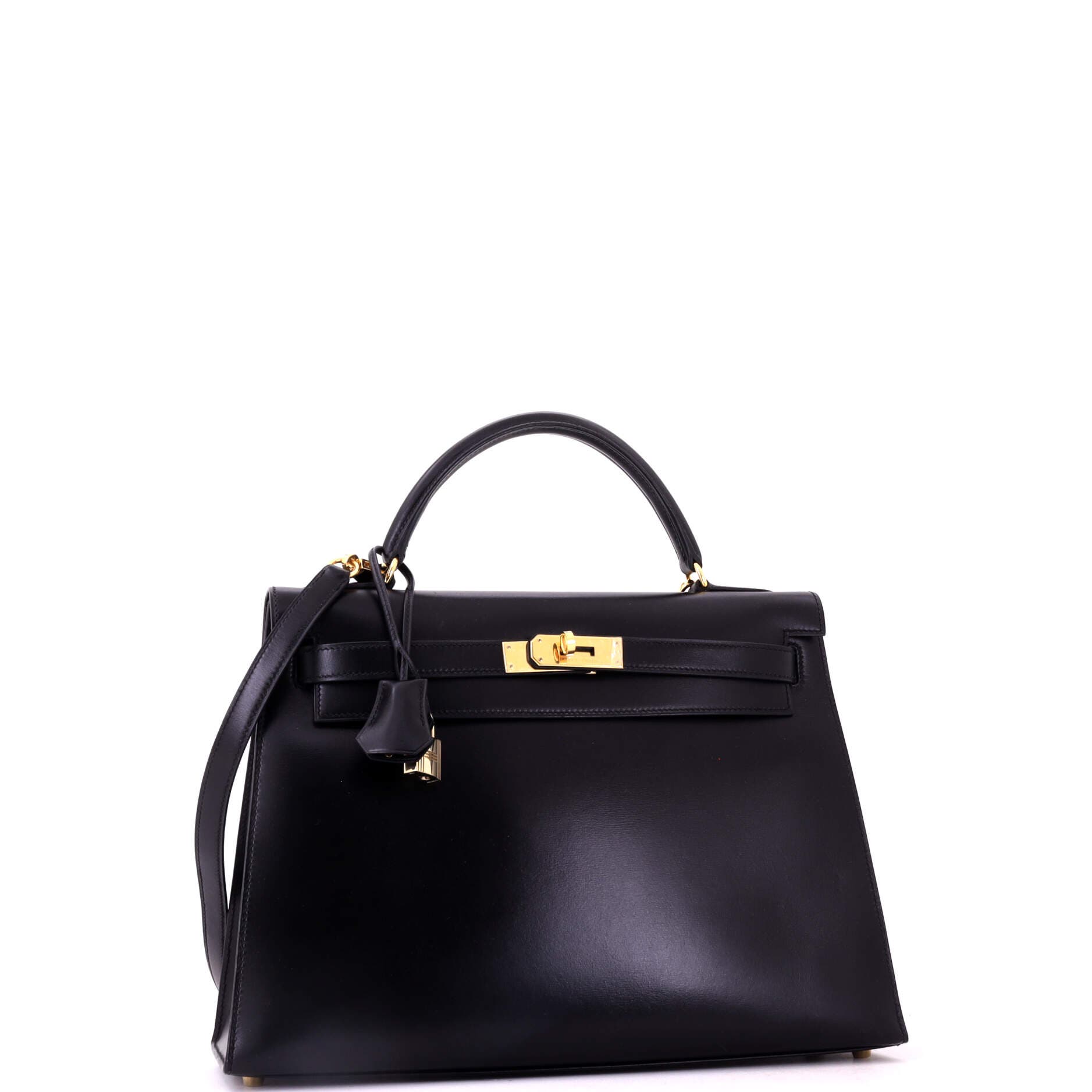 Kelly Handbag Black Box Calf with Gold Hardware 32, Alternate, color, Black