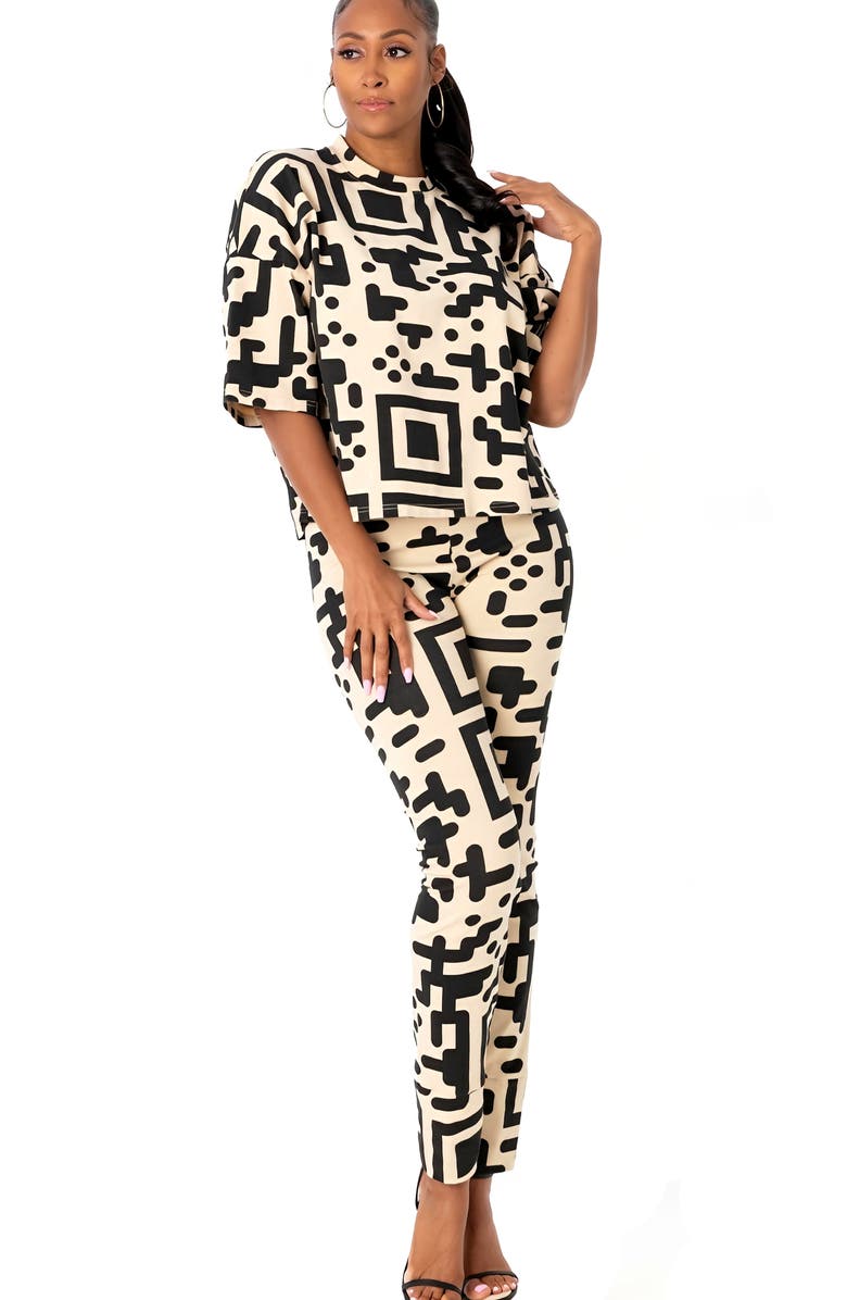Dai Moda QR Code Abstract Print Leggings, Alternate, color, 