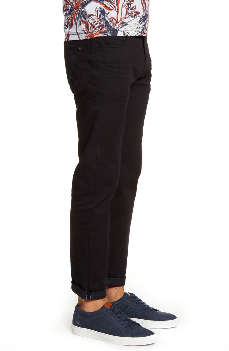 Ted Baker London Straight Fit Black Jeans, Alternate, color,