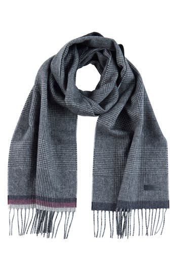 Bruno Magli Glen Plaid Silk & Cashmere Blend Scarf In Gray