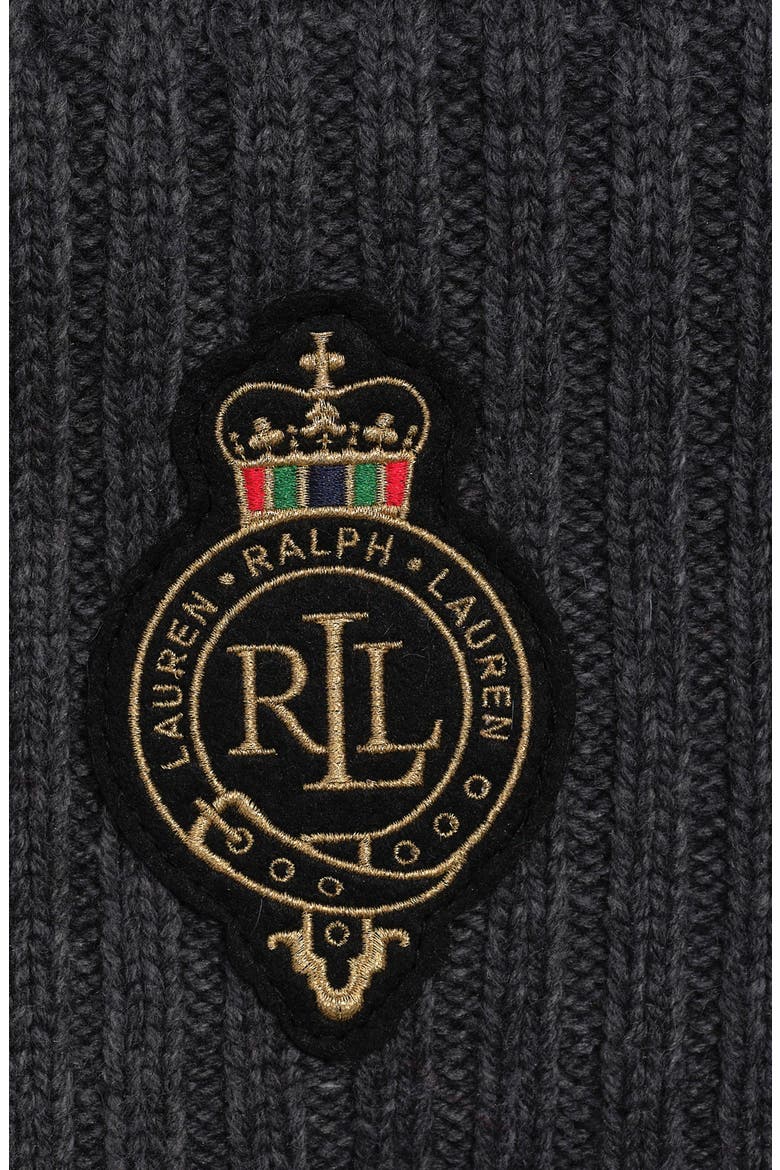 Cable Crest Patch Scarf, Alternate, color, Charcoal Heather