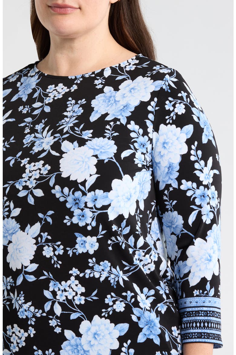 Floral Print Border Top, Alternate, color, ANNE BLACK MULTI