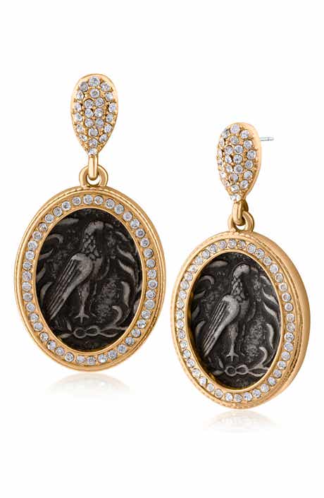 JARDIN Antique Eagle Oval Drop Earrings