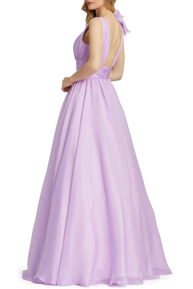 Ruffle Detail Ruched Chiffon Ballgown, Alternate, color, ORCHID