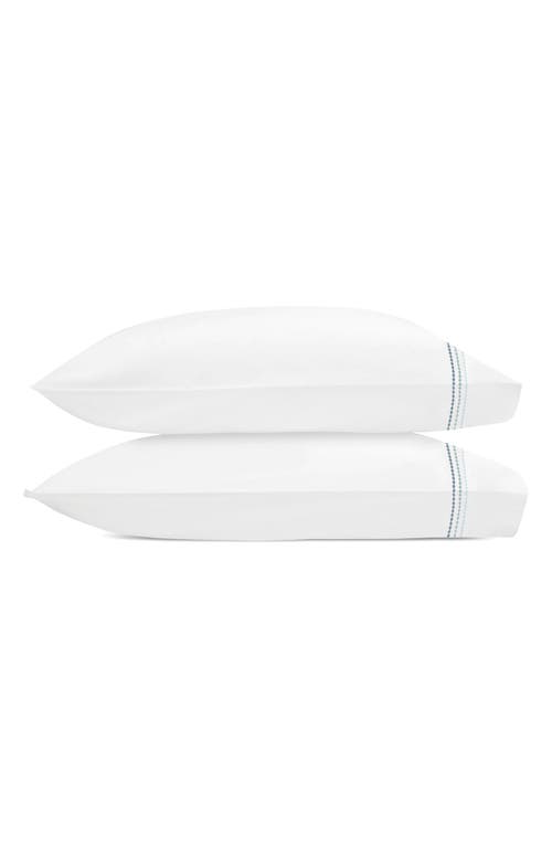 Matouk Set Of 2 Amara Triple Pearl Embroidered Cotton Pillowcase In Blue
