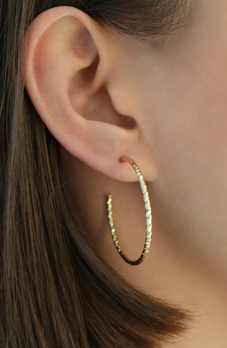 Argento Vivo Sterling Silver Diamond Cut Hoop Earrings, Alternate, color, Gold