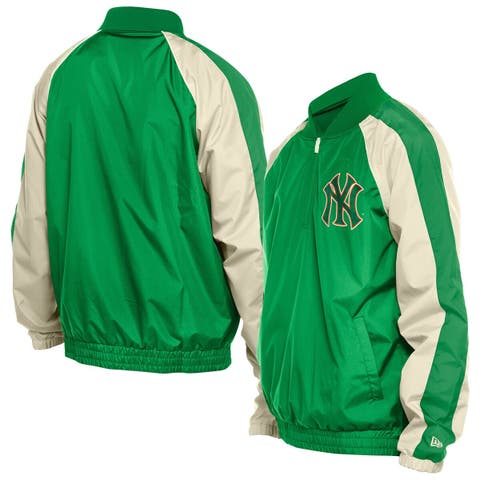 Men's New Era Kelly Green New York Yankees Ripstop Raglan Quarter-Zip Hoodie Windbreaker Jacket