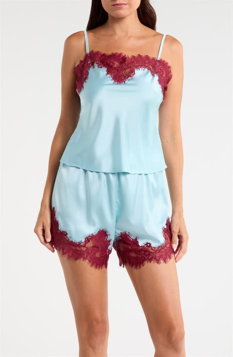 Lace Trim Satin Short Robe