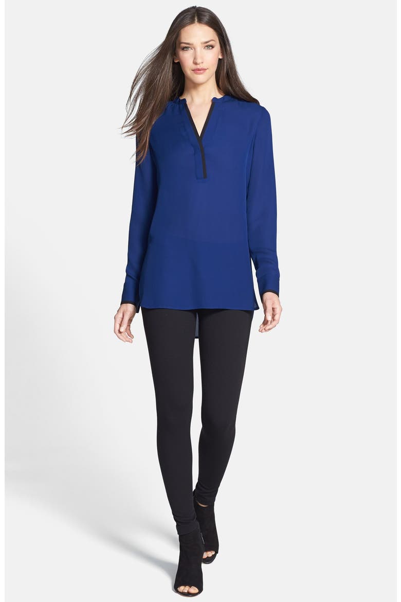 Tipped Contrast Blouse, Alternate, color, RIVER/BLACK