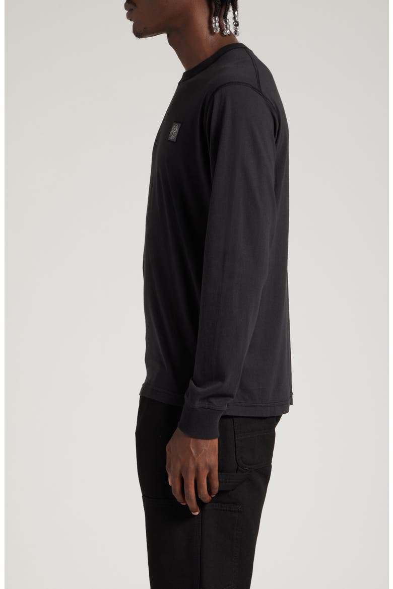 Logo Long Sleeve Cotton T-Shirt, Alternate, color, BLACK