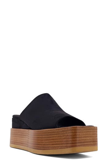 Shushop Karlie Platform Slide Sandal In Black