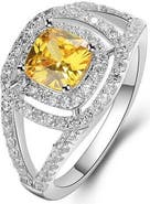 DLORIA Citrine Ring with Crystal Accent Stones