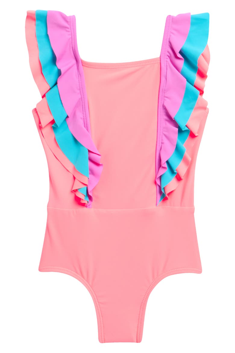 Kids' Ruffle One-Piece Swimsuit, Main, color, ORANGE