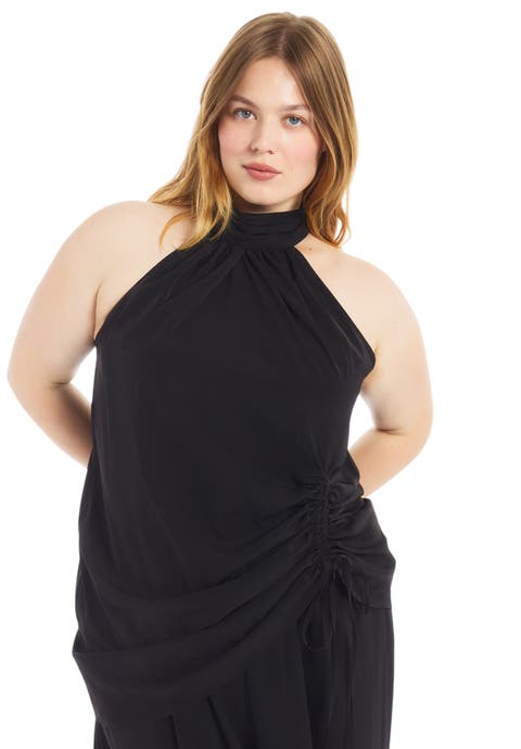 Asymmetric Hem Halter Top (plus)