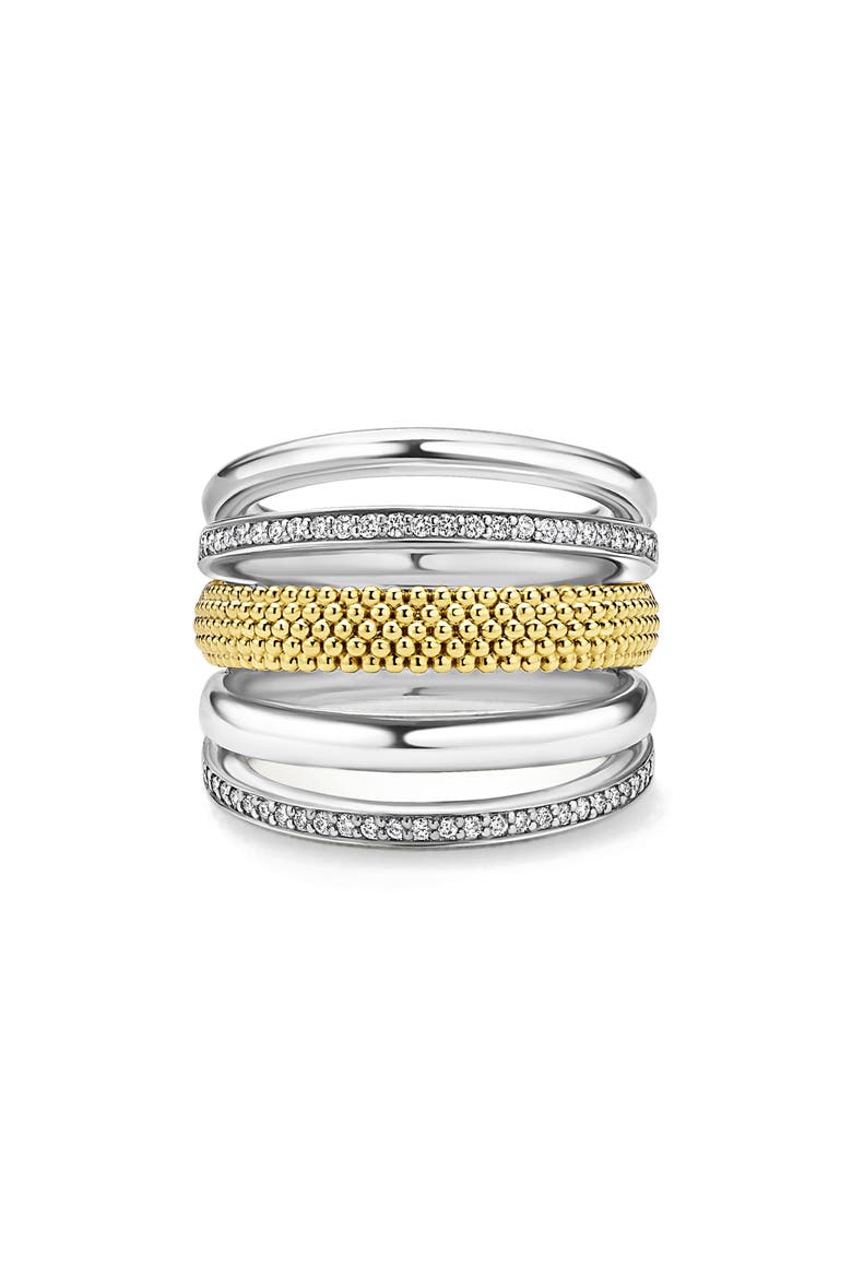 Caviar Lux Pavé Diamond Ring, Alternate, color, TWO-TONE