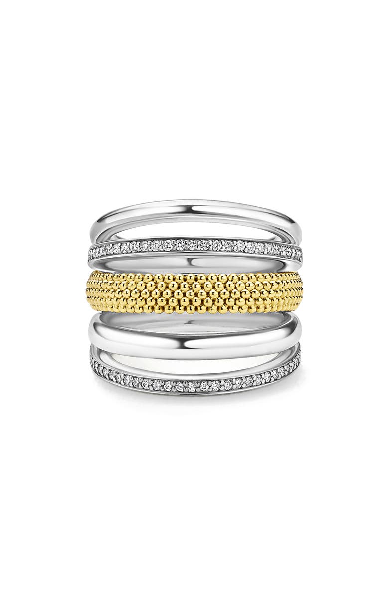 LAGOS Caviar Lux Pavé Diamond Ring, Alternate, color, Two-Tone