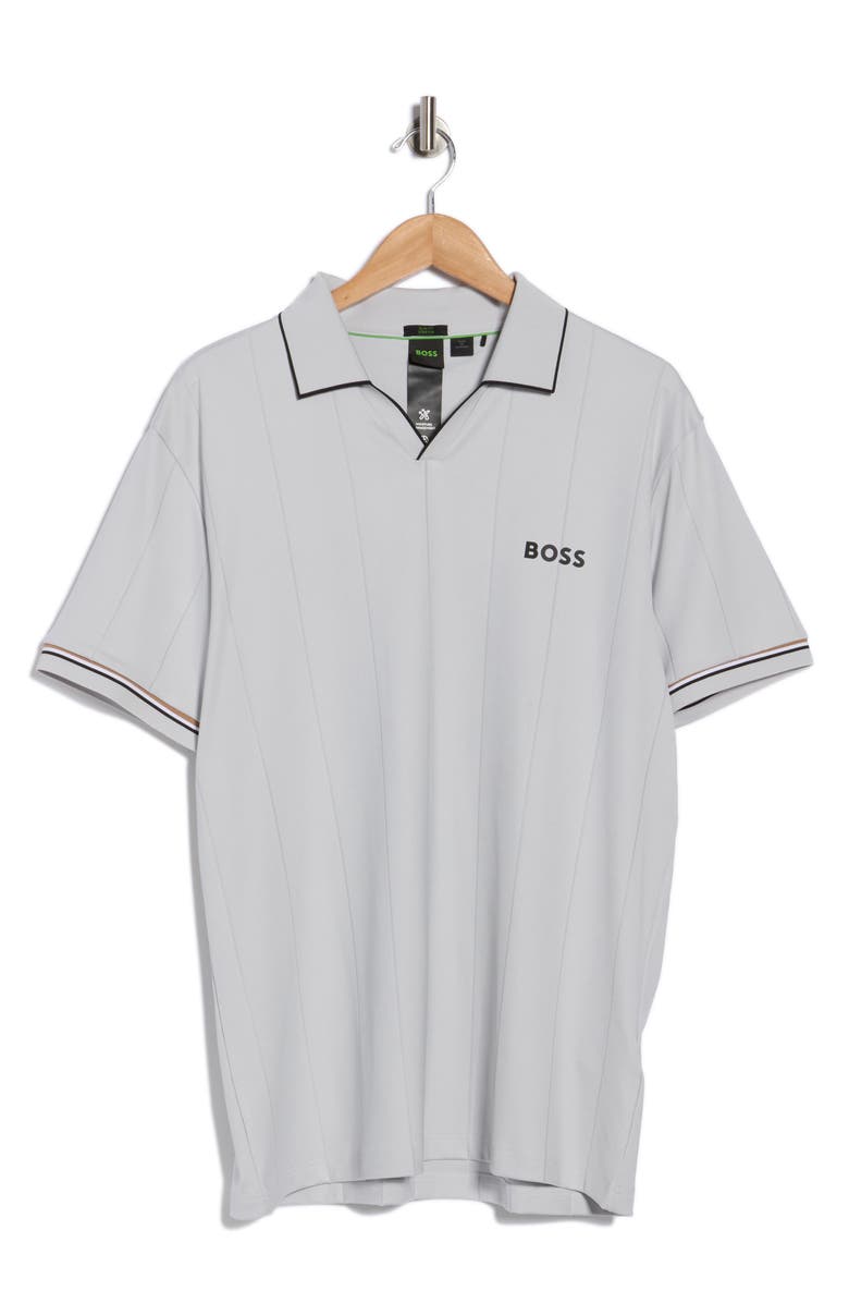 BOSS Palle Tipped Johnny Collar Knit Polo, Main, color, Light/ Pastel Grey