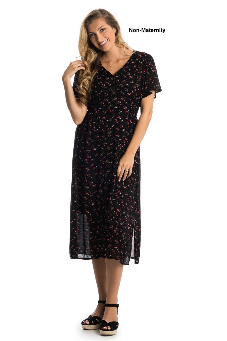Ballencia Maternity/Nursing Dress, Alternate, color, BLACK FLORAL