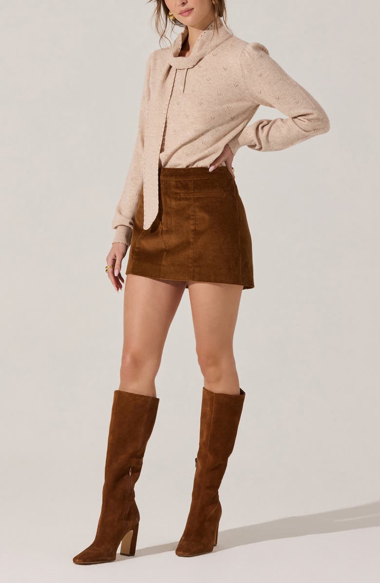 ASTR the Label Ovalia Scarf Neck Pointelle Detail Sweater, Alternate, color,