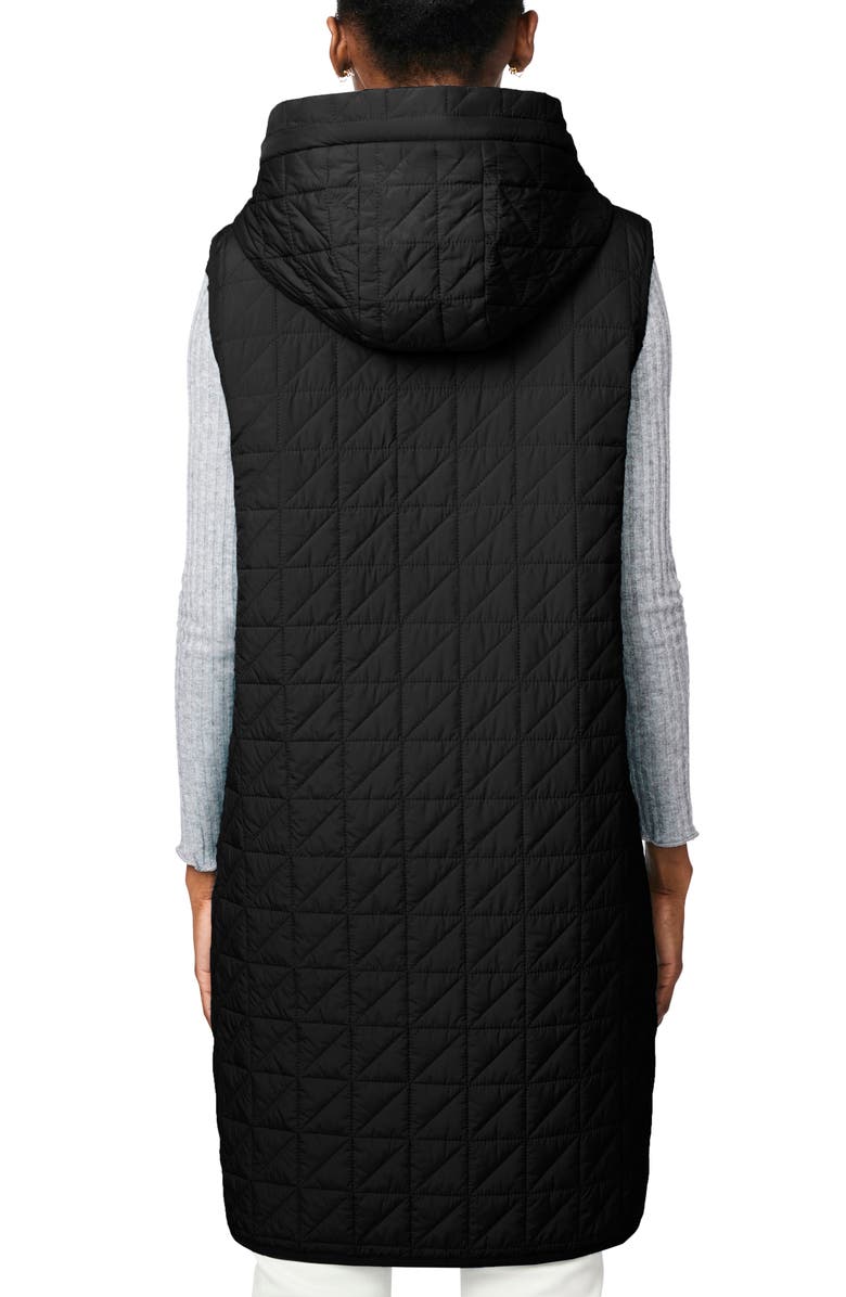 Bernardo Recycled Polyester Quilted Long Vest with Hood, Alternate, color,