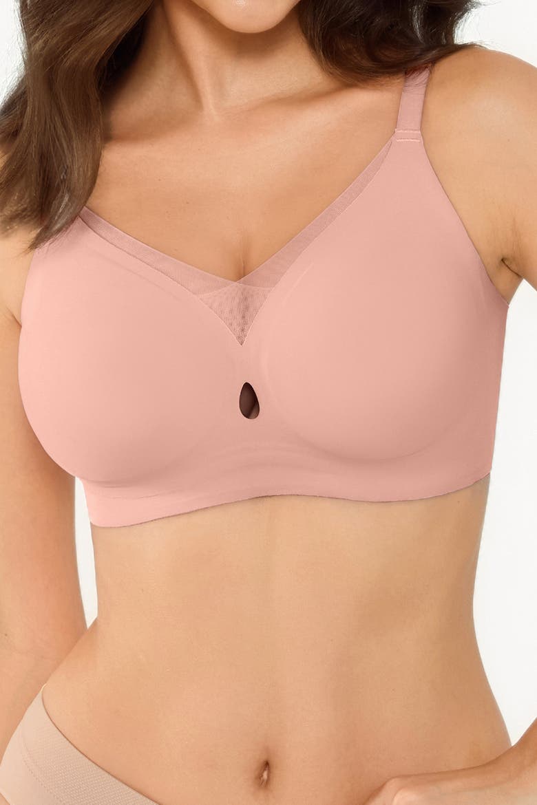 Seamless Wireless Jelly Leopard Contour Minimizer Support Bra, Alternate, color, Dusty Rose