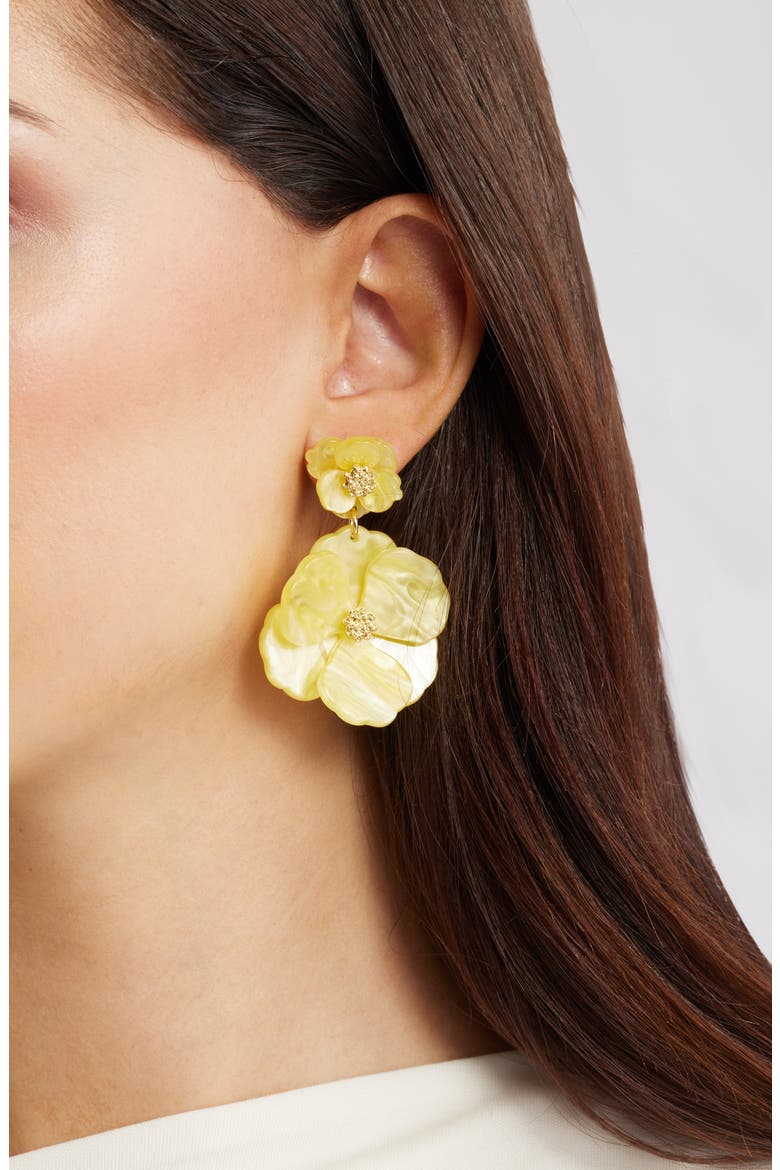 Pansy Drop Earrings, Alternate, color, YELLOW- GOLD
