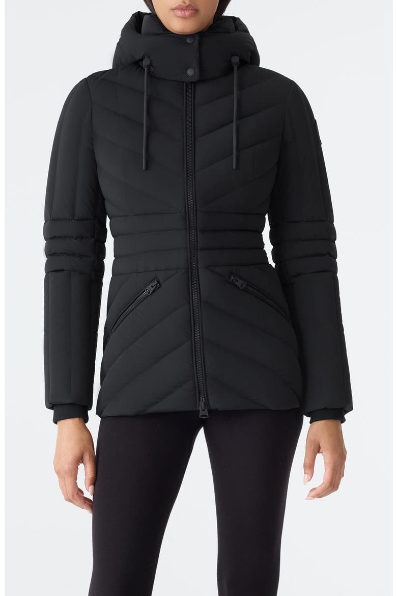Nadia Hooded Quilted Down Jacket, Main, color, BLACK