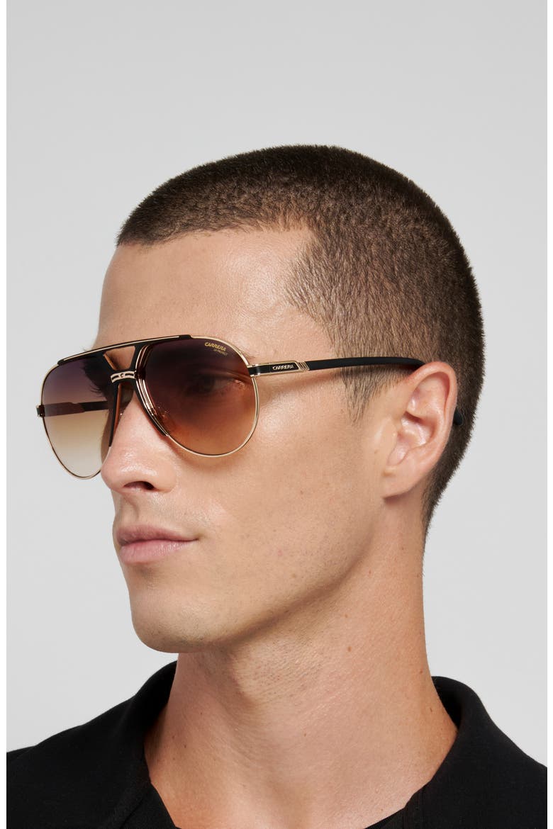 1089/S 64mm Oversize Gradient Pilot Sunglasses, Alternate, color, MATTE BLACK GOLD/ BWSF BRK