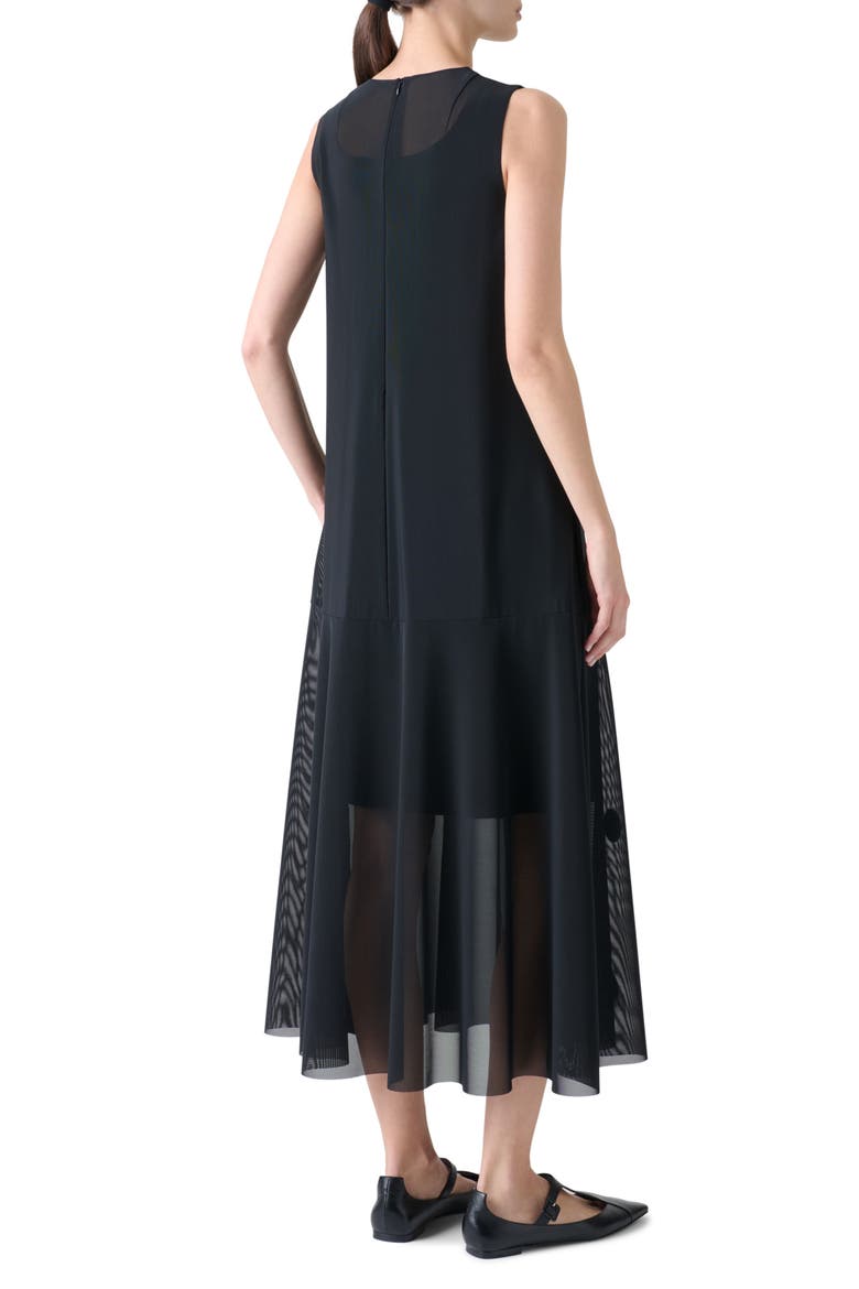 Paillette Detail Techno Tulle Midi Dress, Alternate, color, BLACK