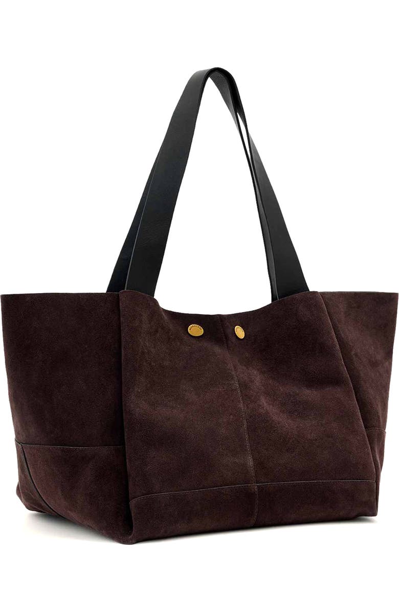 AllSaints Rosalie Suede Tote, Alternate, color, Burnt Umber Red