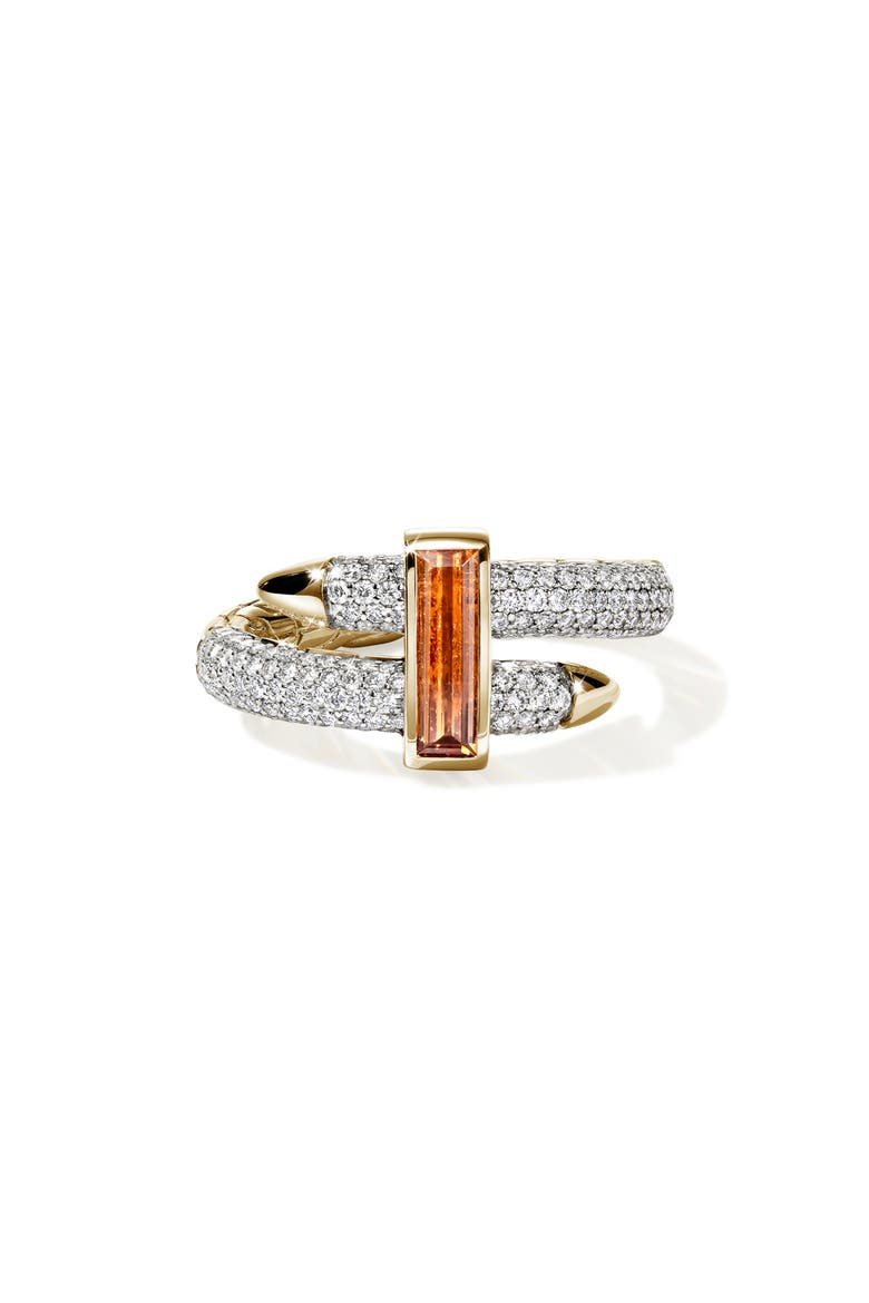 Artisan Series 18k Gold Spessartite Garnet & Diamond Spear Ring, Main, color, GOLD