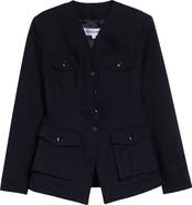 Valentino Crop Button Lapel Wool & Mohair Jacket