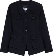 Valentino Crop Button Lapel Wool & Mohair Jacket