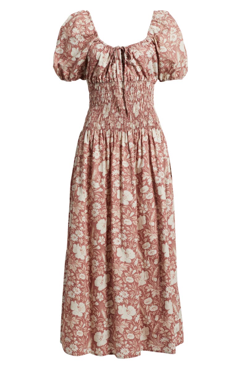 Faithfull the Brand Beatrice Floral Print Cotton Midi Dress, Alternate, color, Sun Flora