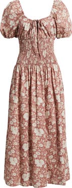 Faithfull the Brand Beatrice Floral Print Cotton Midi Dress