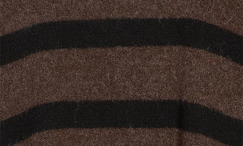 Bobeau Stripe Wide Sleeve Crop Sweater In Burgundy