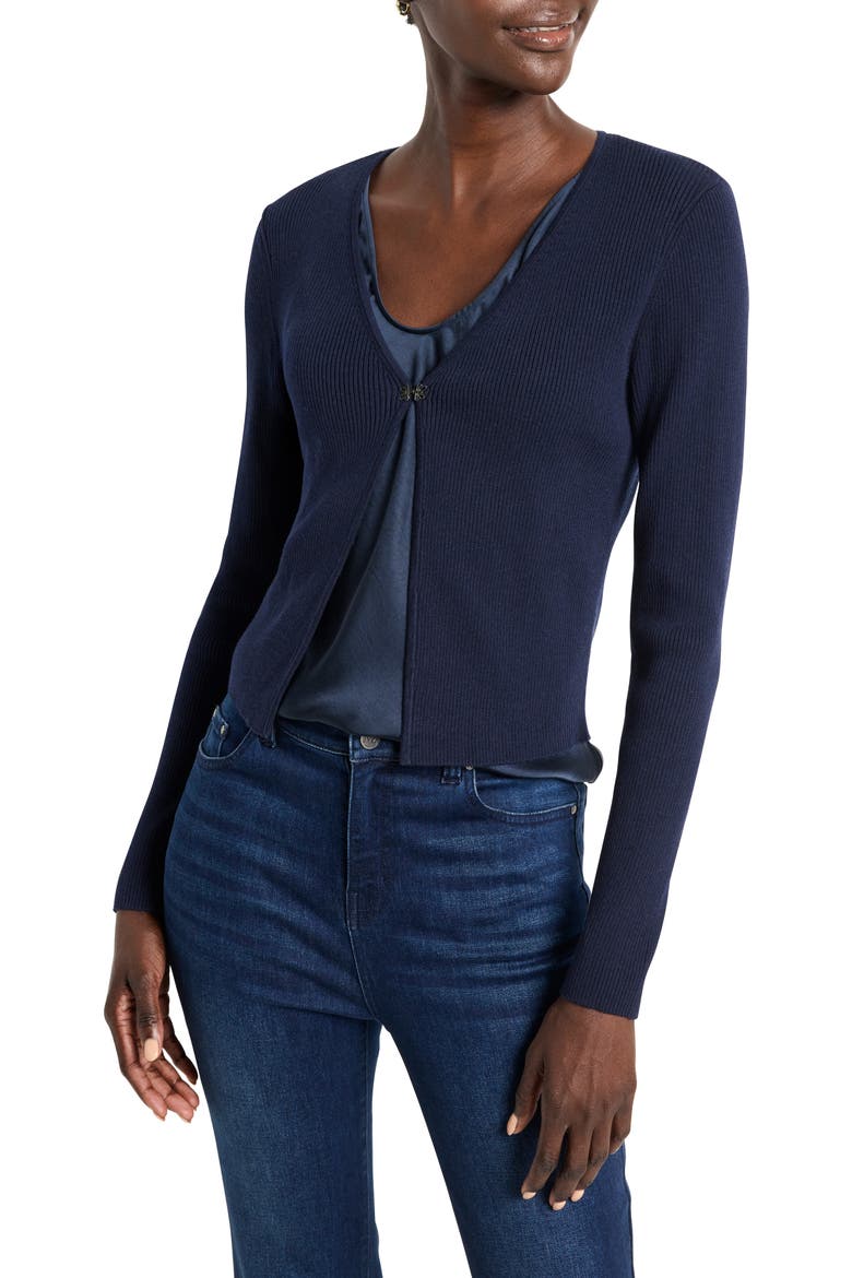 Cool Nights Rib Cardigan, Main, color, DARK INDIGO