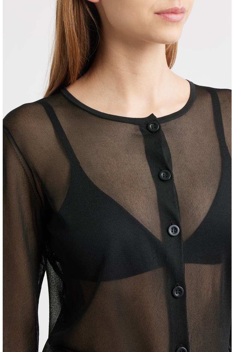The Luxe Sheer Cardigan, Alternate, color, BLACK