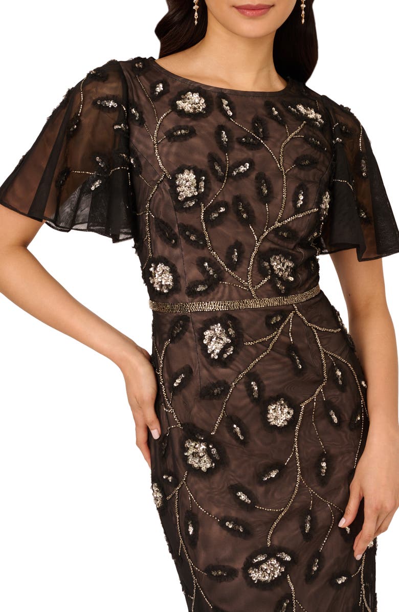 Adrianna Papell Beaded Mesh Sheath Dress, Alternate, color,