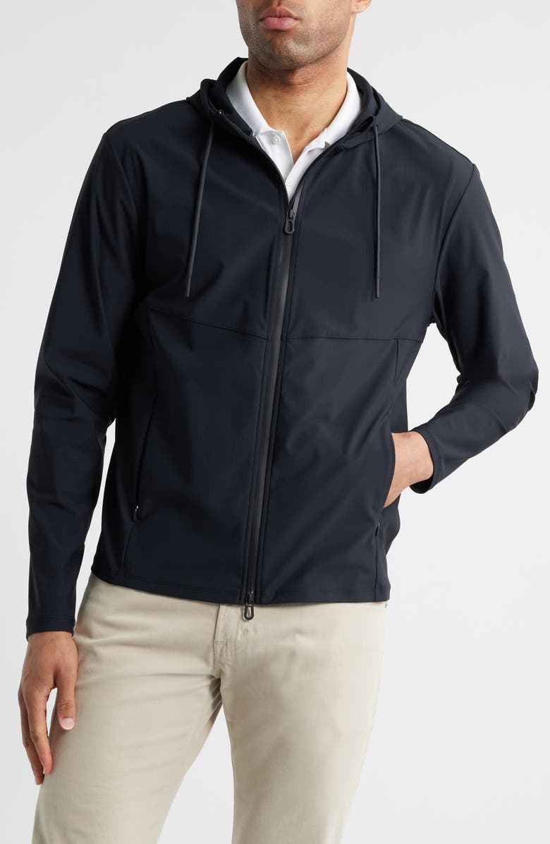 johnnie-O Marshal Stretch Nylon Hooded Jacket, Alternate, color, Black