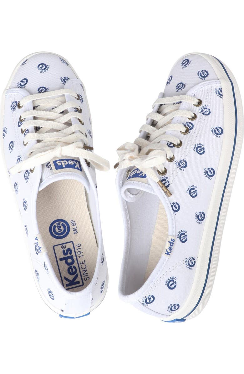 Keds<sup>®</sup> Women's Keds White Chicago Cubs Kickstart Repeat Logo Sneakers, Alternate, color,