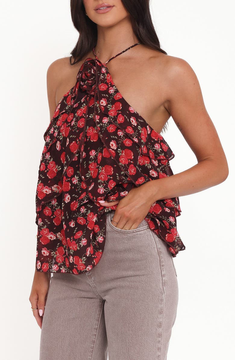 Petal & Pup Zorina Sleeveless Chiffon Top, Alternate, color, Brown Floral