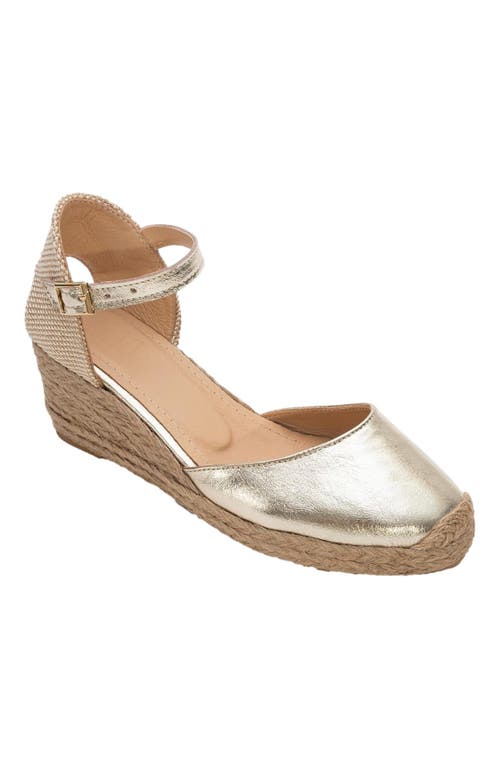 Forever & Always Shoes Aldea Leather Platform Espadrille in Gold Leather  product