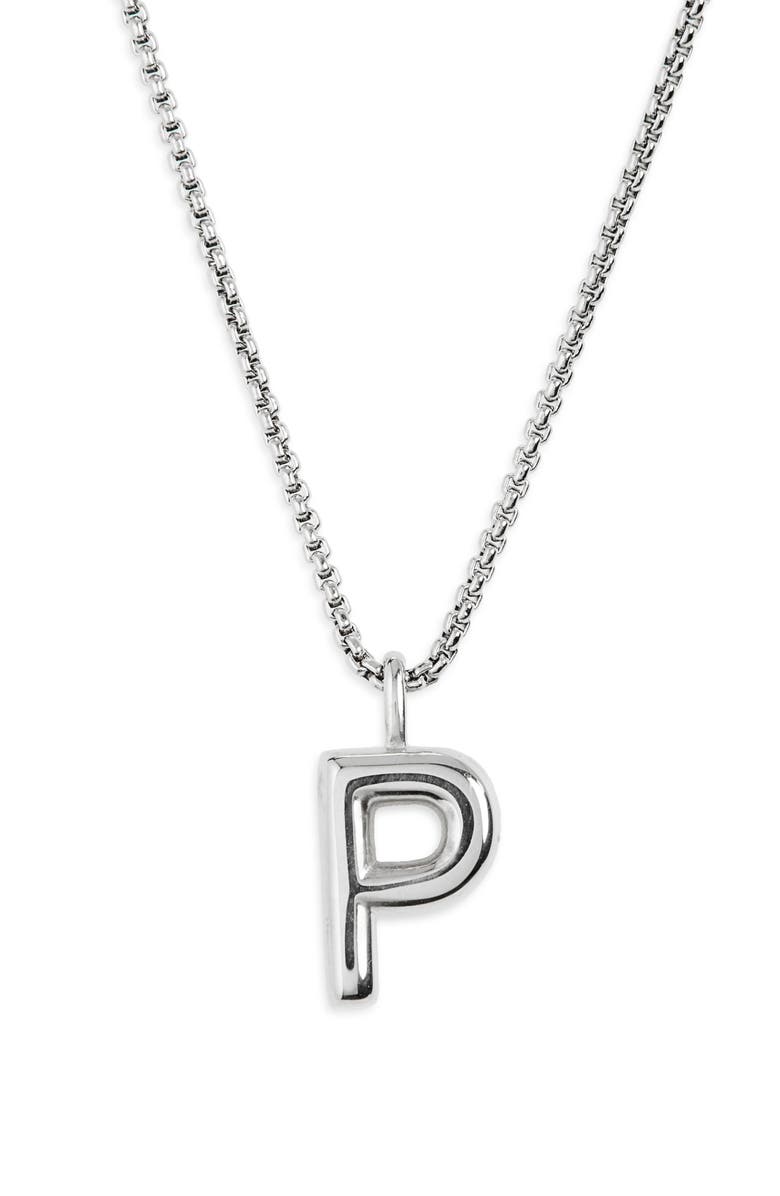 Open Edit Waterproof Bubble Initial Pendant Necklace, Alternate, color, P- Silver