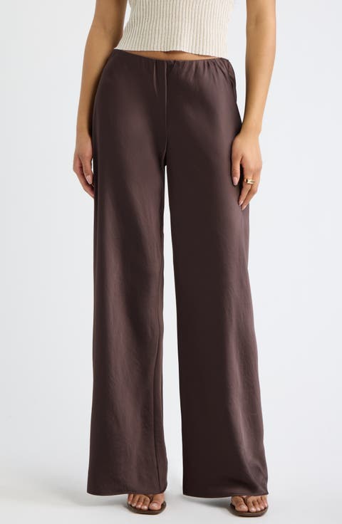 Satin Wide Leg Pull On Pants