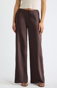 Open Edit Satin Wide Leg Pull On Pants