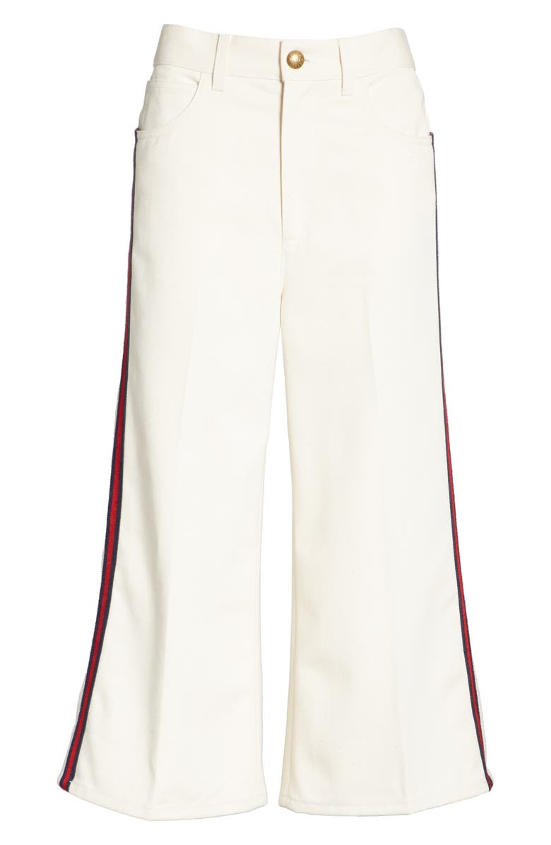 Gucci Ribbon Detail Wide Leg Crop Jeans, Alternate, color, 